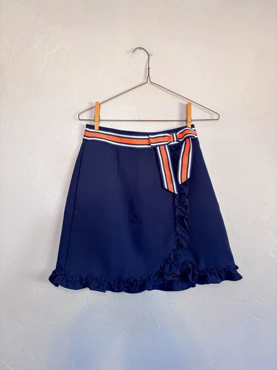 Ted Baker Xzenia Skirt Blue Bow Ruffle SZ 0 - Picture 2 of 7